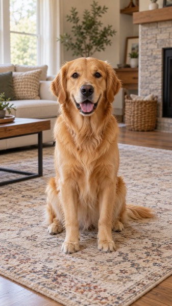Input photo for: Dog photo → head tilt and tail wag